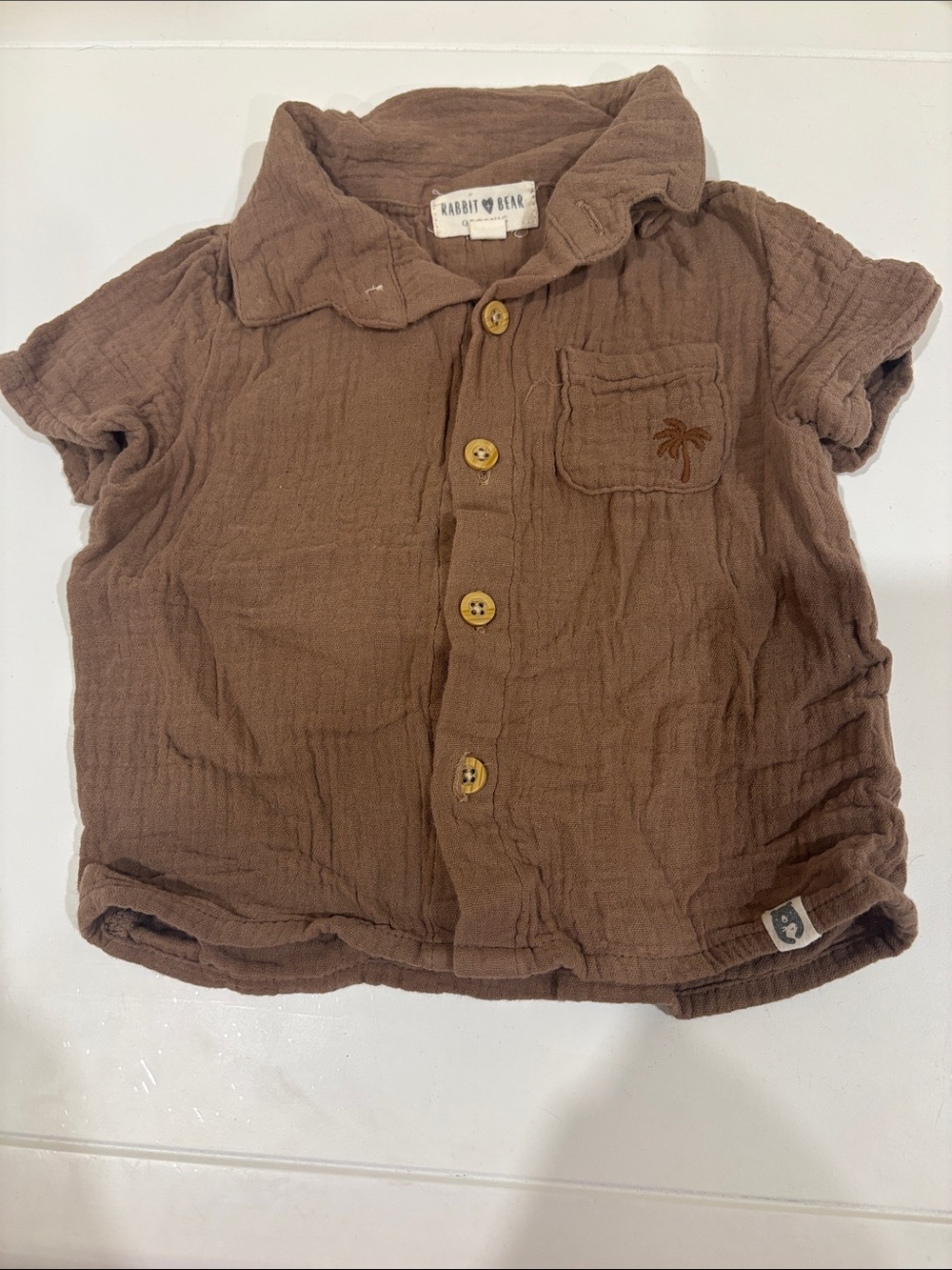 Rabbit & Bear Brown Cotton Button-Front Kids Shirt